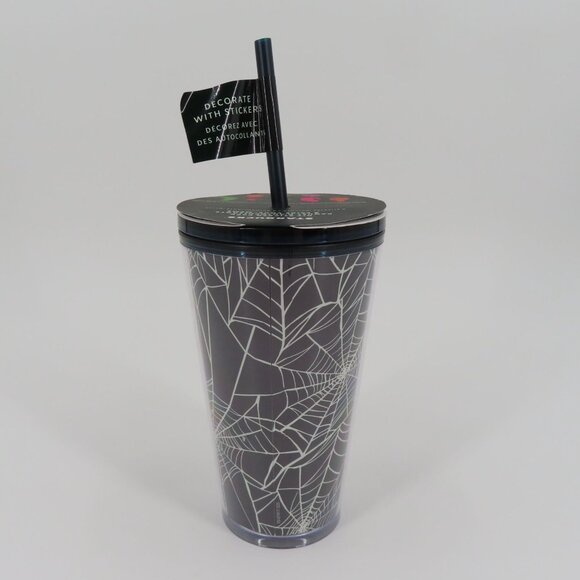 Starbucks 2021 Glow In The Dark Spiderweb Tumbler 16 Oz Halloween Spooky NEW - Picture 7 of 11